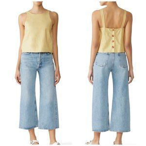 ❤️3/$25 GREYLIN Preta Button Back Yellow Crop Tank